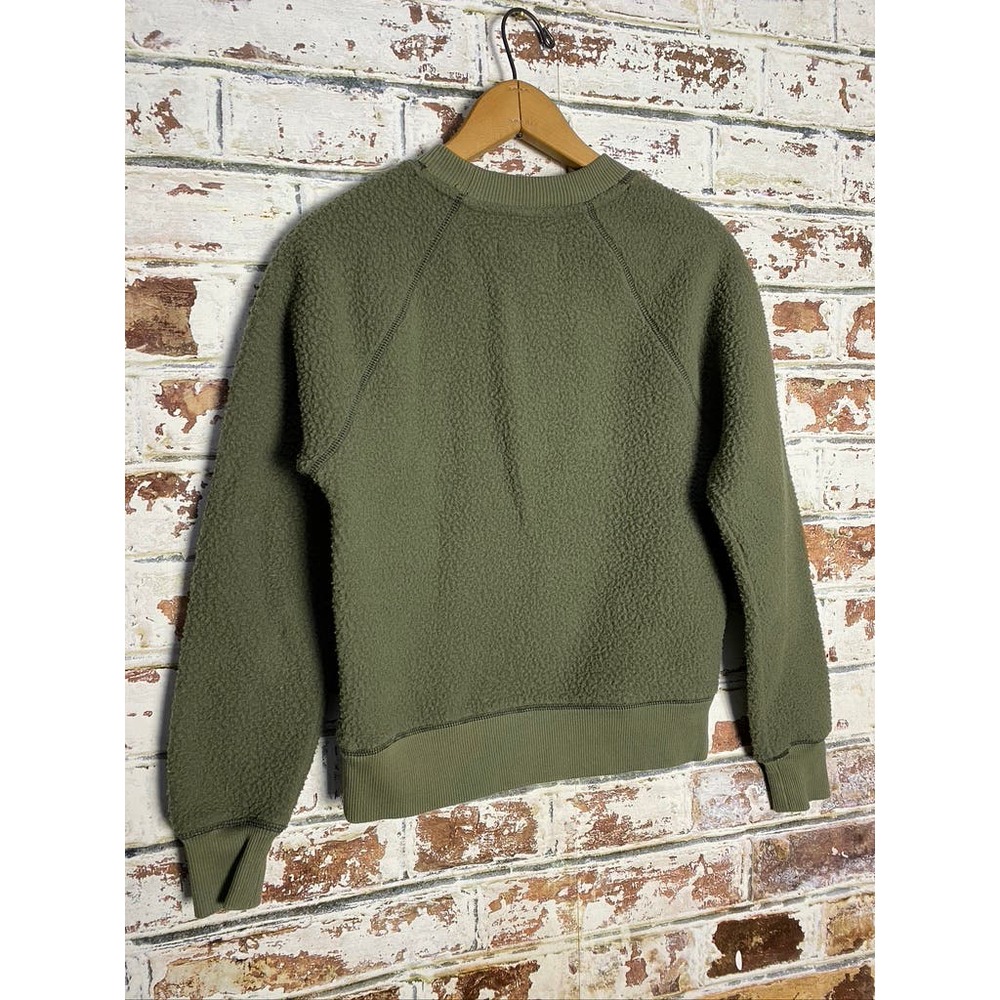 Everlane The ReNew Fleece Olive Raglan Pullover Sweatshirt - Picture 9 of 9